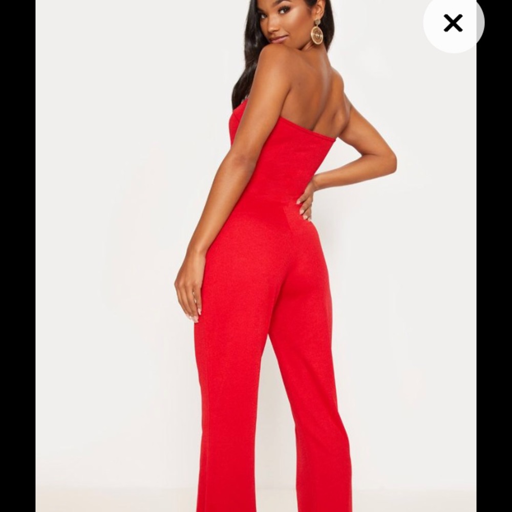 Pretty little thing red bandeau jumpsuit
